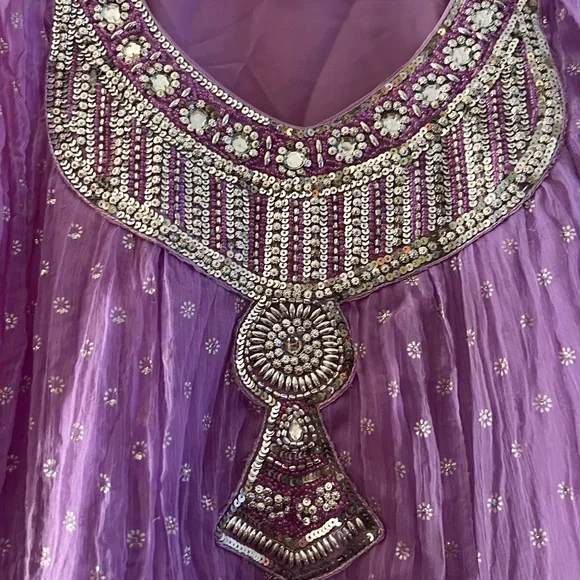 Purple Embellished Indian sequined design Dress with sparkles all over - Picture 3 of 6